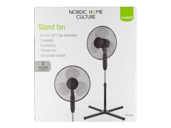 Nordic Home Culture FT-531 - Kjølevifte - frittstående - 41 cm - svart