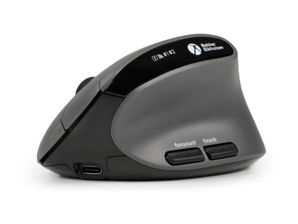 BakkerElkhuizen MidWay - Vertikal mus - ergonomisk - högerhänt - optisk - 7 knappar - trådlös, kabelansluten - 2.4 GHz, USB-C, Bluetooth 5.2 - mörk...