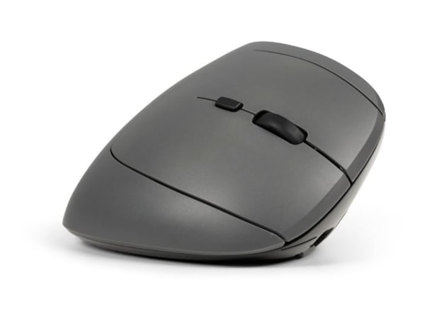 BakkerElkhuizen MidWay - Vertikal mus - ergonomisk - høyrehendt - optisk - 7 knapper - trådløs, kablet - 2.4 GHz, USB-C, Bluetooth 5.2 - mørk grå, ...