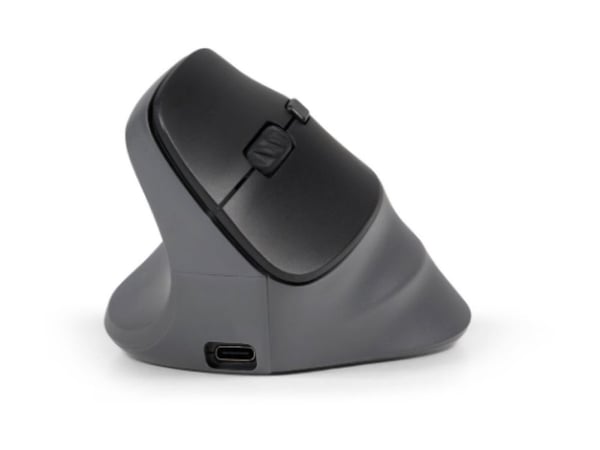 BakkerElkhuizen PRF Pro - Vertikal mus - ergonomisk - venstrehendt - optisk - 8 knapper - trådløs, kablet - 2.4 GHz, USB-C, Bluetooth 5.2 - mørk gr...