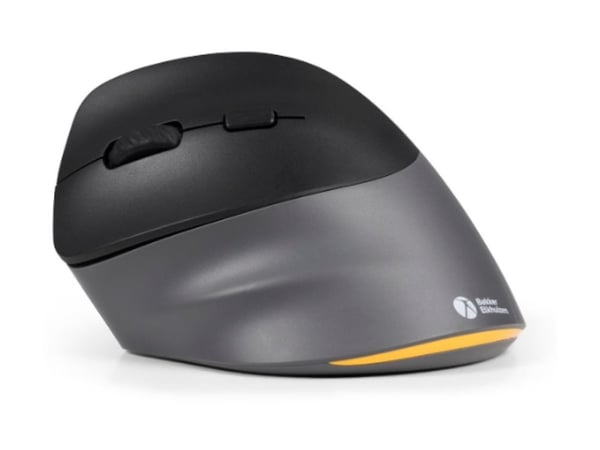 BakkerElkhuizen PRF Pro - Vertikal mus - ergonomisk - venstrehendt - optisk - 8 knapper - trådløs, kablet - 2.4 GHz, USB-C, Bluetooth 5.2 - mørk gr...