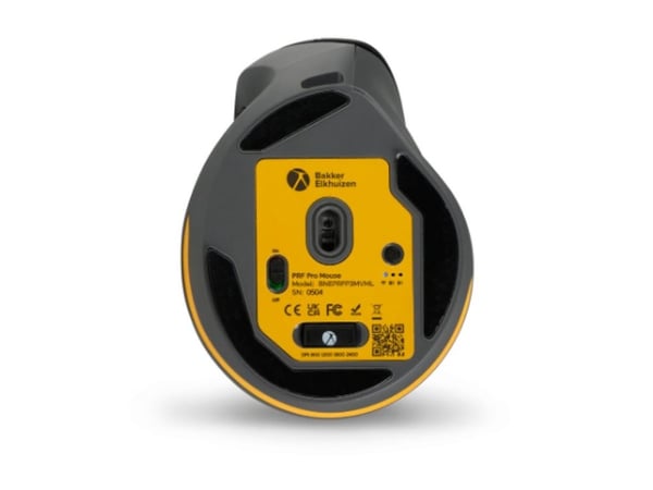 BakkerElkhuizen PRF Pro - Vertikal mus - ergonomisk - venstrehendt - optisk - 8 knapper - trådløs, kablet - 2.4 GHz, USB-C, Bluetooth 5.2 - mørk gr...