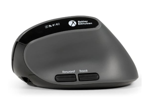 BakkerElkhuizen MidWay, Oikeakätinen, Vaakasuuntainen muotoilu, Optinen, RF Wireless + Bluetooth + USB Type-C, 2400 DPI, Harmaa, musta