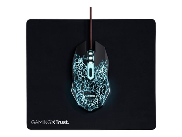 Trust - Mus - høyre- og venstrehåndet - optisk - 6 knapper - kablet - USB - svart - med mouse pad