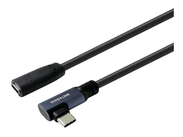 VivoLink - USB-förlängningskabel - USB-C (hane) vinklad till USB-C (hona) - USB 3.2 Gen 2 - 20 V - 5 A - 2 m - upp till 20 Gbps dataöverföringshast...