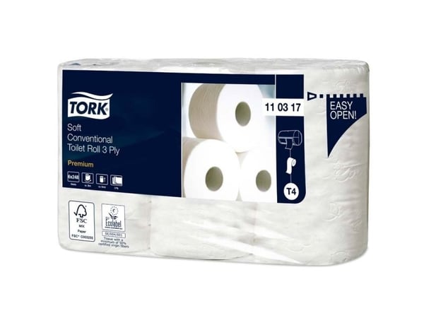Toiletpapir Tork T4 Premium Soft hvid 3-lags - (7 pakker x 6 ruller pr. karton)