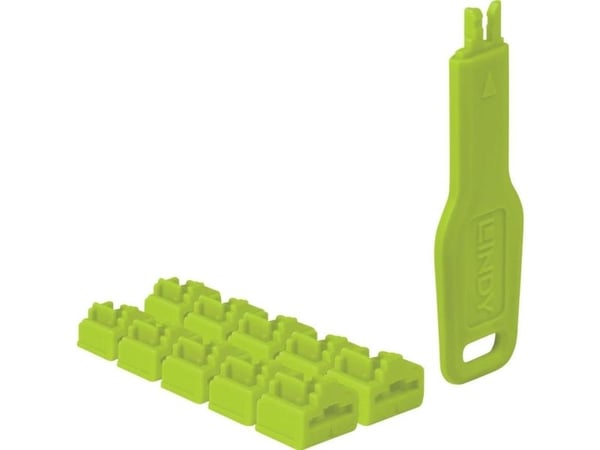 Lindy RJ45 porttilukot vihreä 10 kpl+ 1 avain (47894)