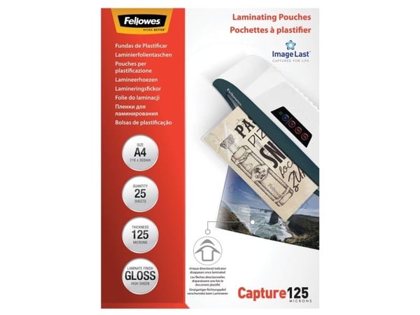 Fellowes laminointikalvot 125 µ, 216x303 mm A4, 25 kpl (53963)