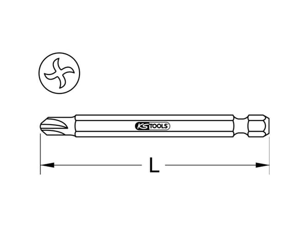 KS Tools 911.7804, Nickel, DIN 3126, ISO 1173 - E 6,3, 75 mm, 18 g, 25,4 / 4 mm (1 / 4"), Sekskantet