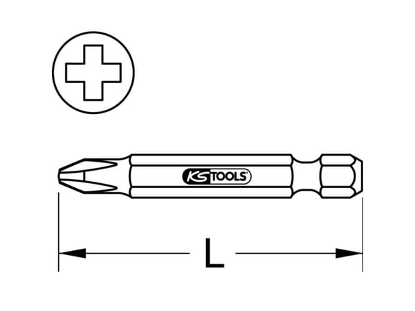 KS Tools 911.7816, Philips, Nickel, DIN 3126, ISO 1173 - E 6,3, 75 mm, 20 g, 25,4 / 4 mm (1 / 4")