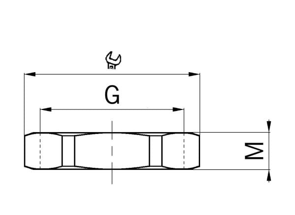 Messinkinen mutteri M25x1,5 mm