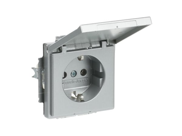 ABB 20 EUK-83, Tyyppi F, 2P+PE, Alumiini, Hopea, Termoplastinen, Muovi, IP20, 250 V