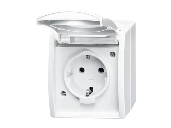 ABB 20 EWN-54, Tyyppi F, 2P+PE, Mänty, Valkoinen, Termoplastinen, Muovi, IP44, 250 V