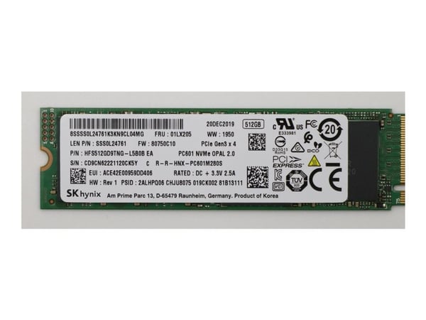 SSD M.2 PCIe NVMe FRU SSD 512GB RoHS SK Hynix M.2 PC601