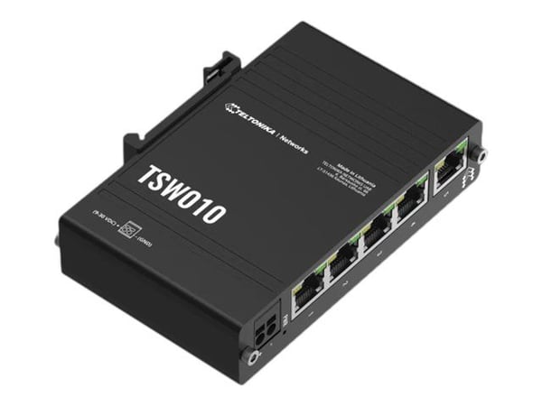 Teltonika TSW010 - Switch - 5 x 10/100 - DIN-skinnemonterbar - Passive PoE