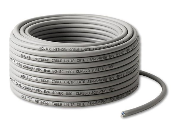 Qoltec UTP-verkkokaapeli | Copper Cu |CAT6 | Nopea 1Gbps | LAN | 25m | harmaa | 25m | harmaa