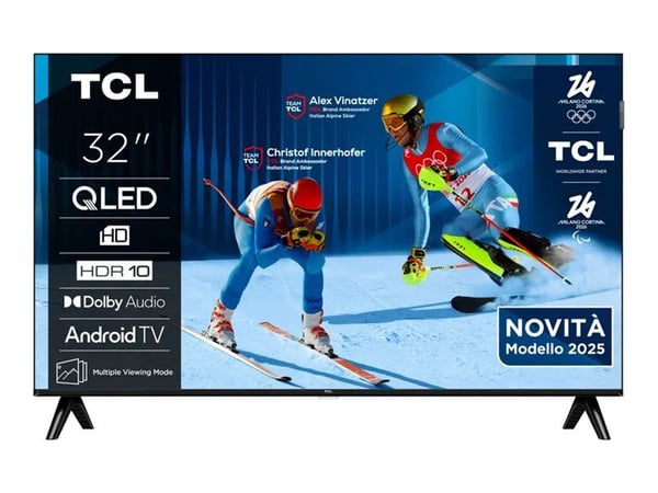 TCL 32V4C - 32" Diagonal klass V4C Series LED-bakgrundsbelyst LCD-TV - QLED - Smart TV - Android TV - 720p 1366 x 768 - HDR - Quantum Dot