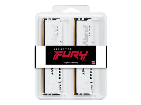 Kingston FURY Beast - DDR5 - modul - 16 GB - DIMM 288-pin - 6000 MHz / PC5-48000 - CL30 - 1.4 V - ikke-bufret - on-die ECC - hvit
