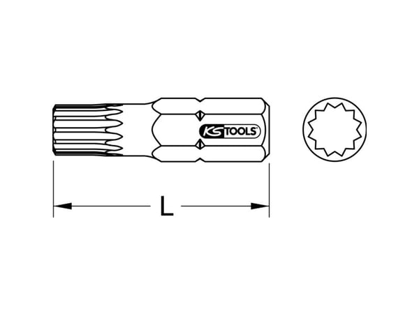 KS Tools 911.2351, Nikkeli, DIN 3126, ISO 1173 - C 6,3, 25 mm, 58 g, 25,4 / 4 mm (1 / 4"), Kahdeksankulmainen