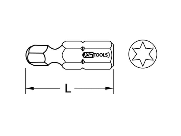 KS Tools 911.3393, Nikkeli, DIN 3126, ISO 1173 - C 6,3, 25 mm, 6 g, 25,4 / 4 mm (1 / 4"), Kahdeksankulmainen