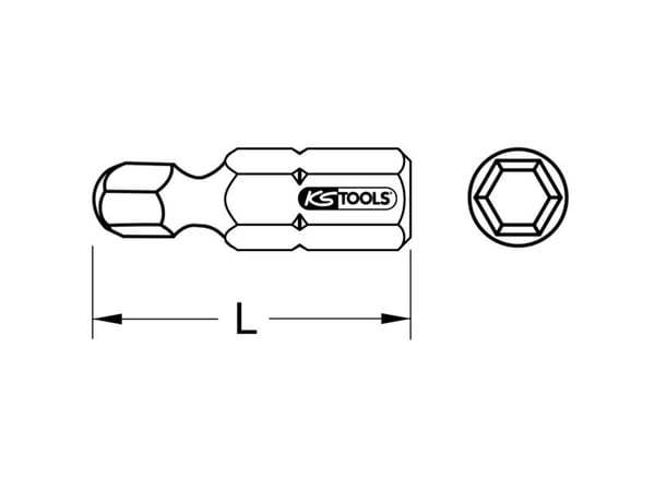 KS Tools 911.3707, Insex (metriska enheter), Nickel, DIN 3126, ISO 1173 - C 6,3, 25 mm, 40 g, 25,4 / 4 mm (1 / 4")