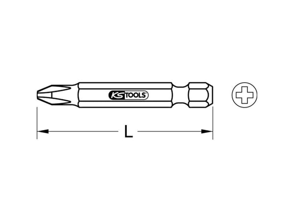 KS Tools 911.2216, Philips, Nickel, DIN 3126, ISO 1173 - E 6,3, 50 mm, 10 g, 25,4 / 4 mm (1 / 4")