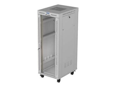 Lanberg FF01 series V2 - Rack skåp - 600 x 800, platt paket, med glasdörr, LCD - med 4 kylfläktar, termostat - fristående - grå - 32U - 19"
