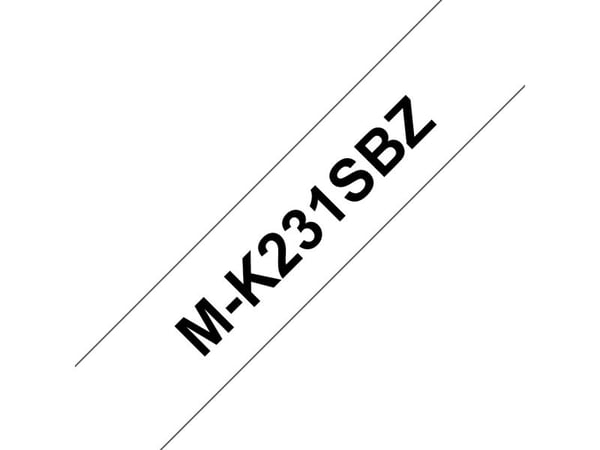 Brother MK-231B, Musta valkoisella, M, Kiina, Brother, P-touch PT-55, PT-65, PT-75, PT-80, PT-85, PT-90, PT-BB4, 1,2 cm