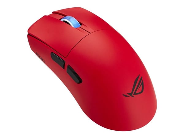 ASUS ROG Harpe II Ace - Mus - høyrehendt - optisk - 6 knapper - trådløs, kablet - USB 2.0, 2.4 GHz, Bluetooth 5.1 - USB trådløs mottaker - rød