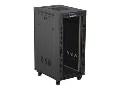 Lanberg FF01 series V2 - Rack skåp - 600 x 800, platt paket, med glasdörr, LCD - med termostat, 4 kylfläktar - fristående - svart, RAL 9004 - 24U -...