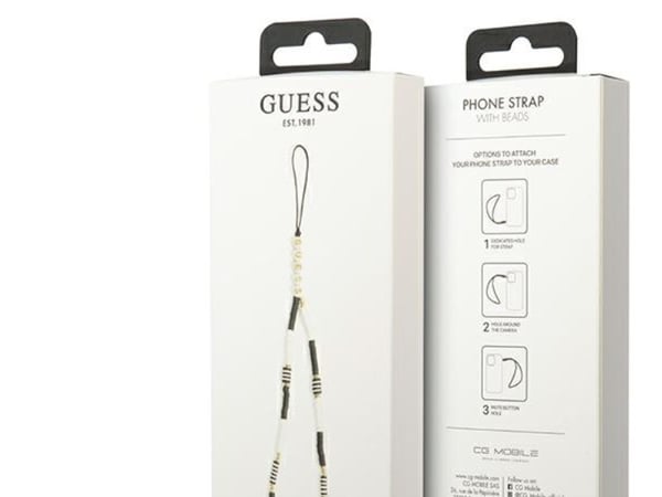 Guess GUSTBCKH mobilrem med Heishi-pärlor – svart/vit