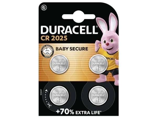 Duracell 5000394119345, Engangsbatteri, CR2025, Lithium, 3 V, 4 stykker, 165 mAh