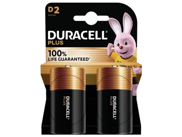 Batterier Duracell Plus Power D alkaliske 2 stk/pakning