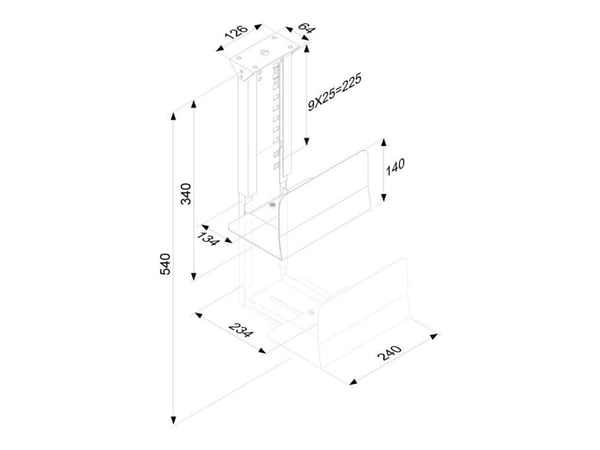 Neomounts CPU-D200 - Monteringssett (CPU-montering) - fast - svart - under skrivebor