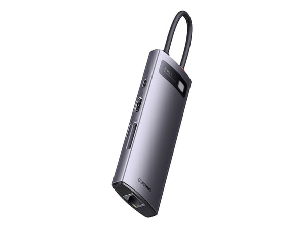Hub 8w1 Baseus Metal Gleam Series, USB-C do HDMI + 3 x USB 3.1 + USB-C PD + RJ45 + microSD/SD