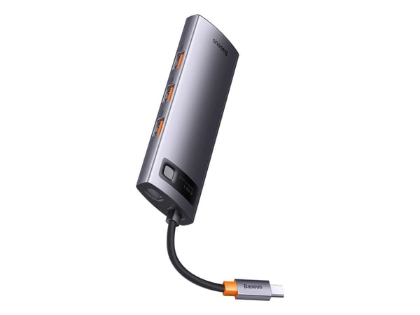 Hub 8w1 Baseus Metal Gleam Series, USB-C do HDMI + 3 x USB 3.1 + USB-C PD + RJ45 + microSD/SD