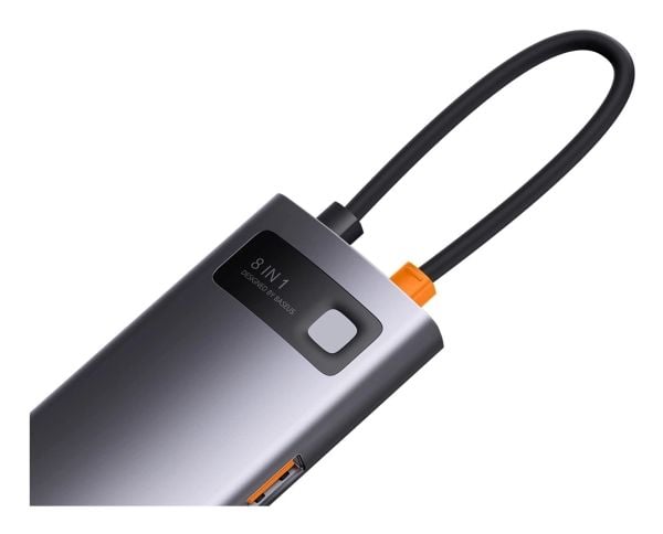 Hub 8w1 Baseus Metal Gleam Series, USB-C do HDMI + 3 x USB 3.1 + USB-C PD + RJ45 + microSD/SD