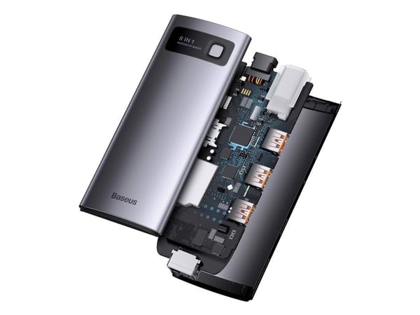Hub 8w1 Baseus Metal Gleam Series, USB-C do HDMI + 3 x USB 3.1 + USB-C PD + RJ45 + microSD/SD