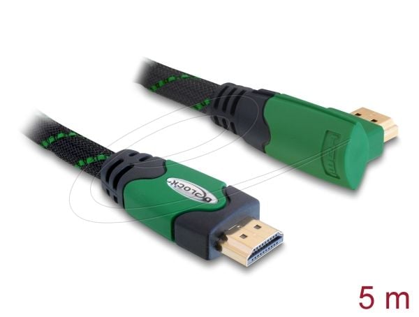 Delock High Speed HDMI with Ethernet - HDMI-kabel med Ethernet - HDMI hann til HDMI hann - 3 m - rettvinklet kontakt