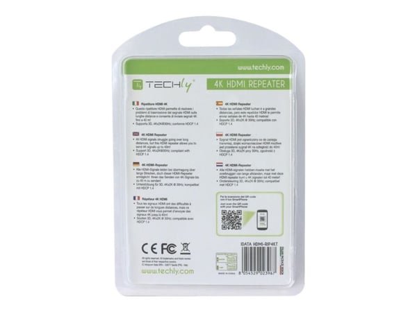 TECHly HDMI 2.0 4K Repeater YUV 4:4:4 - Forsterker - opp til 40 m