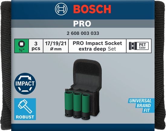 Bosch 1/2'' XL PRO S SOCKET AVAIMET 3 PAKKAUS (1 KPL)