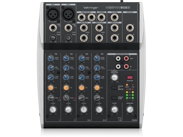 Behringer Xenyx 802S, 2 kanaler, 12 W, Sort, Sølv