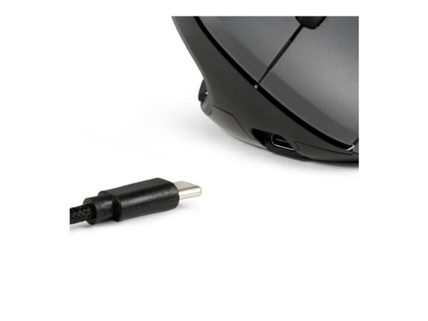 BakkerElkhuizen MidWay - Vertikal mus - ergonomisk - venstrehendt - optisk - 7 knapper - trådløs, kablet - 2.4 GHz, USB-C, Bluetooth 5.2 - mørk grå...