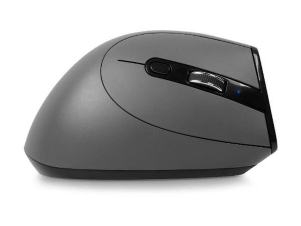 BakkerElkhuizen Grip Pro - Vertikal mus - ergonomisk - høyrehendt - optisk - 6 knapper - trådløs, kablet - USB-A, 2.4 GHz - mørk grå, svart, gul