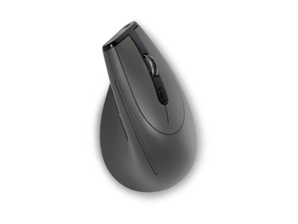 BakkerElkhuizen Grip Pro - Vertikal mus - ergonomisk - høyrehendt - optisk - 6 knapper - trådløs, kablet - USB-A, 2.4 GHz - mørk grå, svart, gul