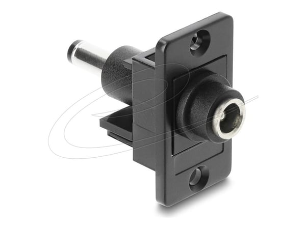 Delock - Strømkoblingsadapter - DC jack 5.5 mm x 2.1 mm (hunn) skott til DC-jack 5,5 mm x 2,5 mm (hann) - panelmontering - svart