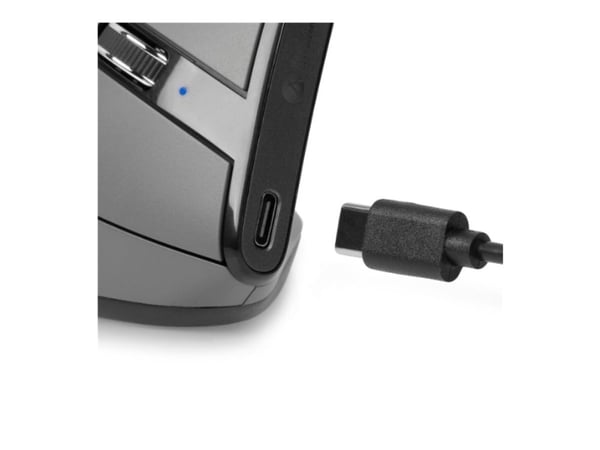 BakkerElkhuizen Grip Pro - Vertikal mus - ergonomisk - høyrehendt - optisk - 6 knapper - trådløs, kablet - USB-A, 2.4 GHz - mørk grå, svart, gul