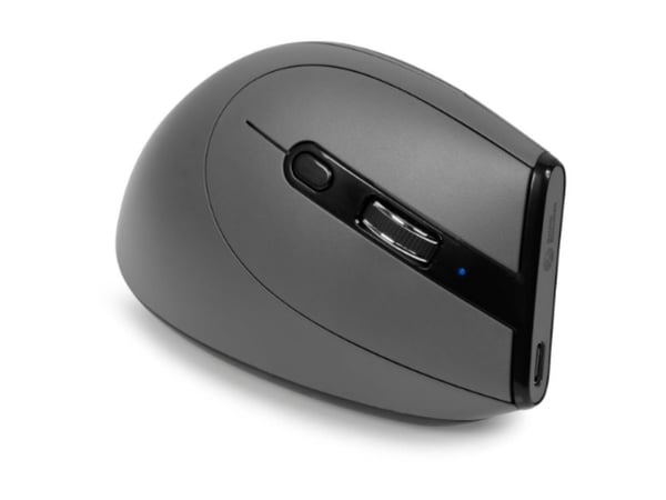 BakkerElkhuizen Grip Pro - Vertikal mus - ergonomisk - høyrehendt - optisk - 6 knapper - trådløs, kablet - USB-A, 2.4 GHz - mørk grå, svart, gul
