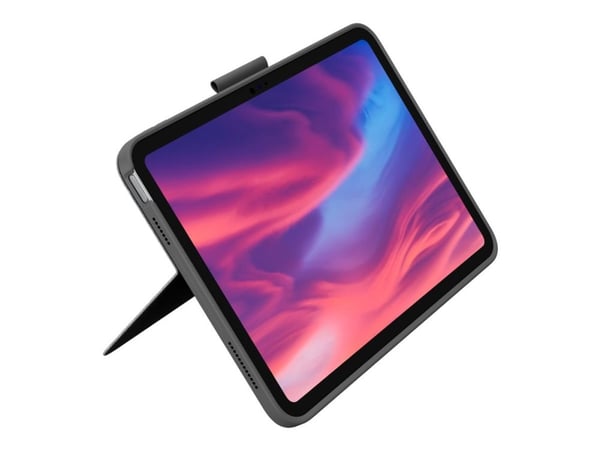 Logitech Combo Touch - Tastatur og folioveske - med styrepute - bakgrunnsbelyst - Apple Smart connector - AZERTY - Fransk - Oxford-grå - for Apple ...