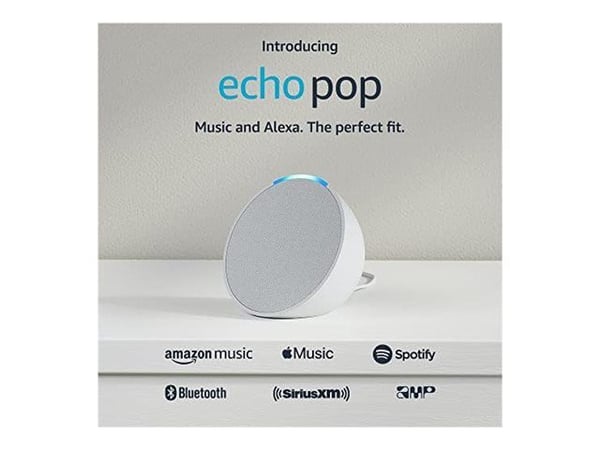Amazon Echo Pop - Smarthøyttaler - Wi-Fi, Bluetooth - Appstyrt - Isbrehvit